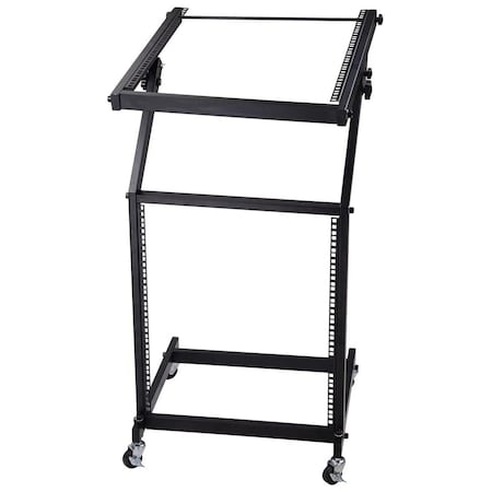 5 Core 5 Core 12U DJ Mixer Stand - Adjustable Rack Mount - Professional Rolling Stage Mixer Cart w Wheel RACK STAND 12U